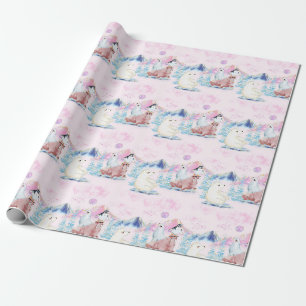 Winter Wonderland Polarbären und Pinguine Szene Geschenkpapier