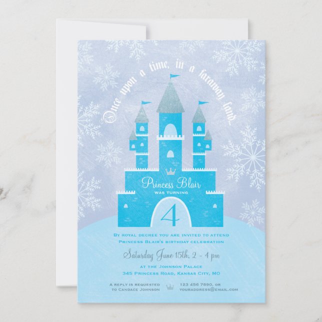 Winter Wonderland Princess Party Einladungen (Vorderseite)