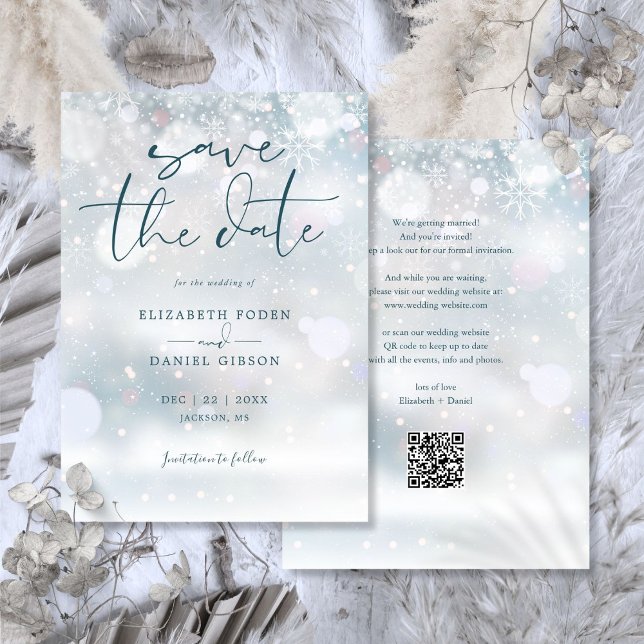 Winter Wonderland QR Code Schnee-Hochzeit Save The Date (Winter Wonderland QR Code Snow Wedding Save The Date)