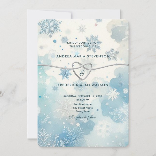 Winter Wonderland QR Hochzeitseinladung Einladung (Vorderseite)