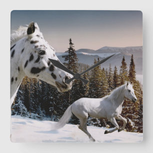 Winter Wonderland Quadratische Wanduhr