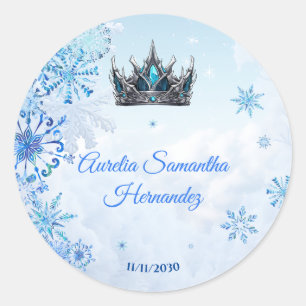 Winter Wonderland Quinceañera Calcamonia Runder Aufkleber