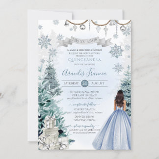 Winter Wonderland Quinceanera Light Blue Silver Einladung