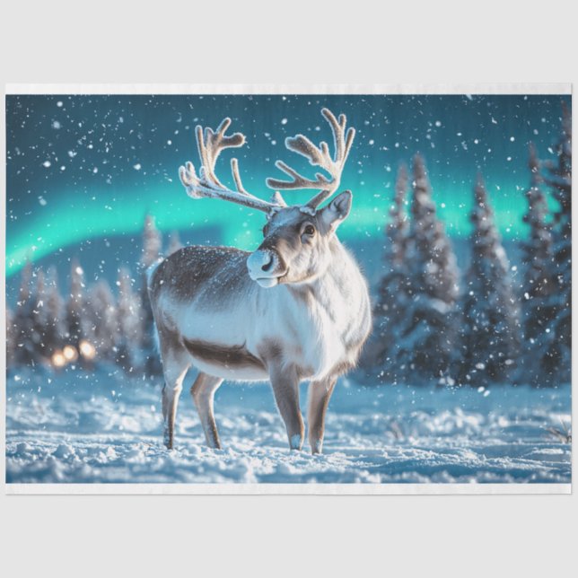 Winter Wonderland Rentier Decoupage Seidenpapier (Vorderseite)