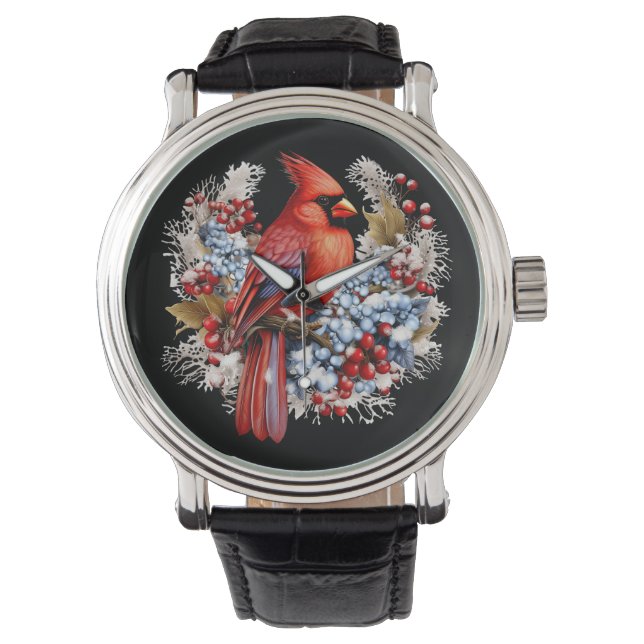 Winter Wonderland Roter Kardinal Armbanduhr (Vorderseite)