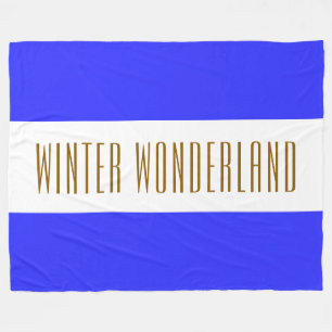WINTER WONDERLAND Royal Blue White Stripes Fleecedecke