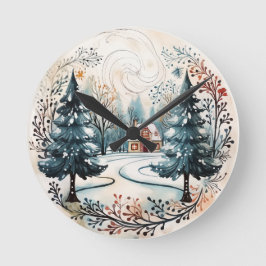 Winter Wonderland Runde Wanduhr