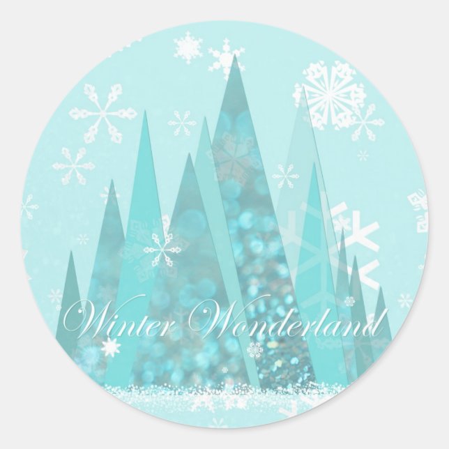 Winter Wonderland Runder Aufkleber (Vorderseite)