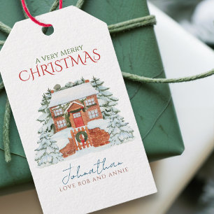 Winter Wonderland Rustikale Pinien Bauernhof Weihn Geschenkanhänger