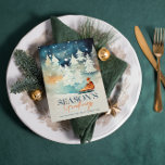 Winter Wonderland Saison Gruß Weihnachtskarte Einladung<br><div class="desc">Dieses Kartendesign ist farbenfroh und die Freude an einem Vintagen Winterwunderland: Weiße Weihnachtsbäume santen auf einer Schlitte: elegantes Drehbuch und Serifentypografie.</div>