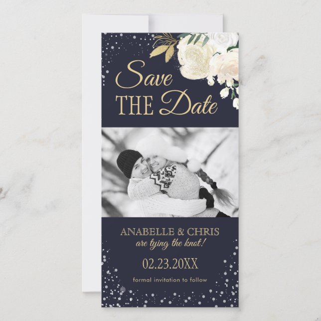 Winter Wonderland Save the Date Foto Cards (Vorderseite)