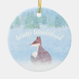Winter Wonderland Scene with Fox Keramik Ornament