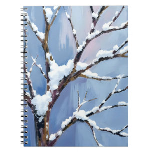 Winter Wonderland Schnee Baum Zweige Gemalt Notizblock