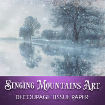 Winter Wonderland Schnee Wald und Teich Decoupage