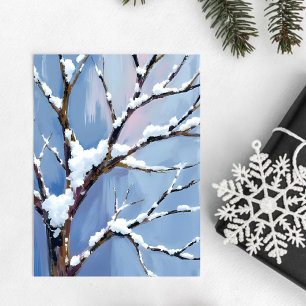 Winter Wonderland Schneebedeckte Baumzweige Gemalt Postkarte