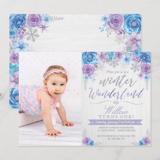 Winter Wonderland-Schneeblume Geburtstagseinladung Einladung