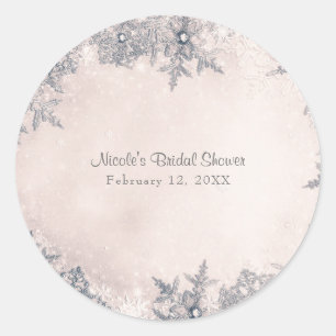 Winter Wonderland Schneeflocken Creamy White Elega Runder Aufkleber
