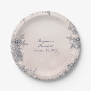 Winter Wonderland Schneeflocken Creme Elegante Par Pappteller