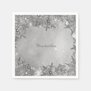 Winter Wonderland Schneeflocken Pures Silber Elega Serviette