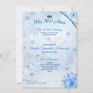 Winter Wonderland-Schneeklocken-Quinceañera-Einlad Einladung