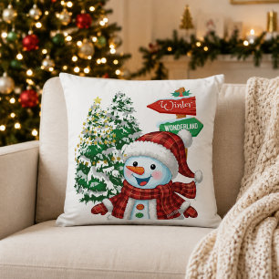 Winter Wonderland Schneemann Weihnachten Kissen