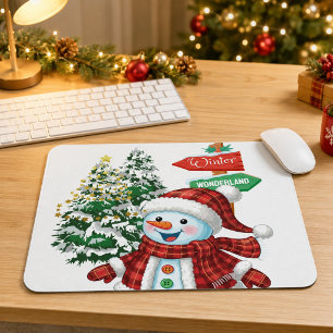 Winter Wonderland Schneemann Weihnachten Mousepad
