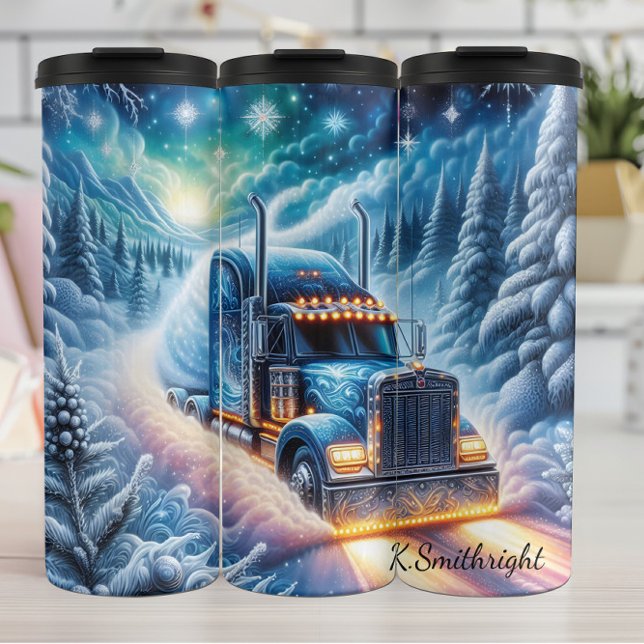 Winter Wonderland Semi Truck Reise Thermosbecher (Von Creator hochgeladen)