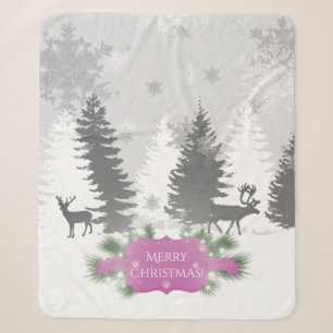Winter Wonderland Sherpa Blanket - Magenta Sherpadecke