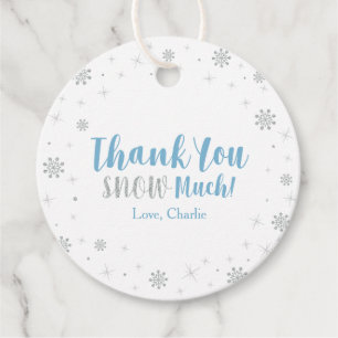 Winter Wonderland Silber & Blau Jungen-Baby-Shower Geschenkanhänger