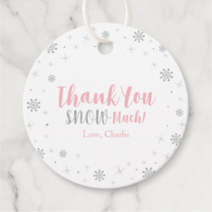 Winter Wonderland Silber & Rosa Mädchen-Baby-Party Geschenkanhänger