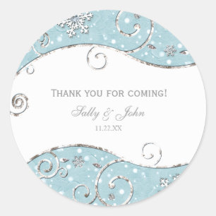 Winter Wonderland Silberne Schwünge Blau Sticker E
