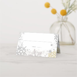 Winter Wonderland Silver Gold Platzkarte