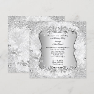 Winter Wonderland Silver Snowflake Geburtstag Einladung