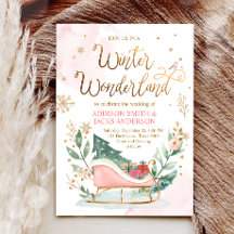 Winter Wonderland Sleigh Pink Gold Rustikale Hochz