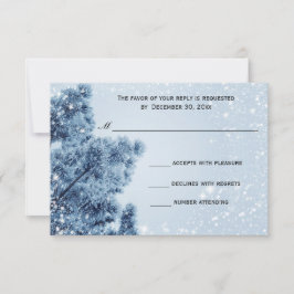 Winter Wonderland Snow and Pine Wedding Response RSVP Karte