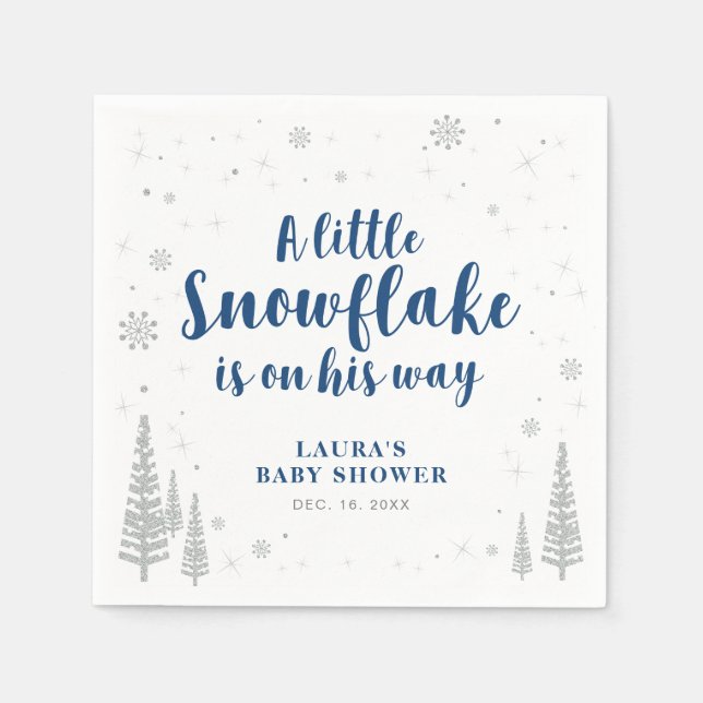 Winter Wonderland Snow Baby Dusche Papier Napkin Serviette (Vorderseite)