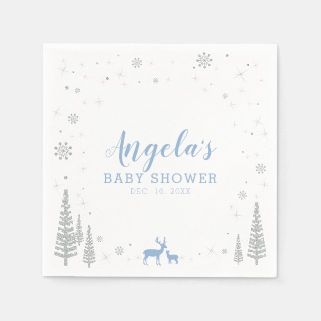 Winter Wonderland Snow Baby Dusche Papier Napkin Serviette (Vorderseite)
