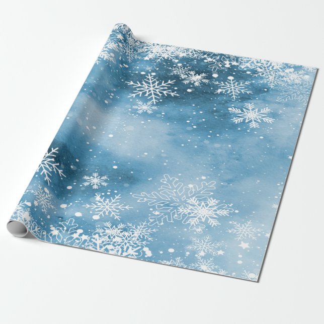 Winter Wonderland, Snow Blue Holiday Geschenkpapier (Ungerollt)