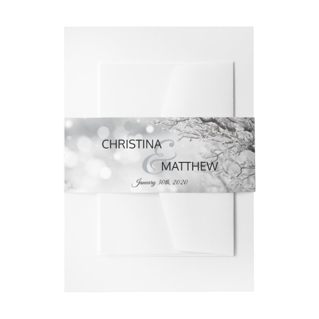 Winter Wonderland Snow Branch Hochzeit Einladungsbanderole (Vorderseite Beispiel)