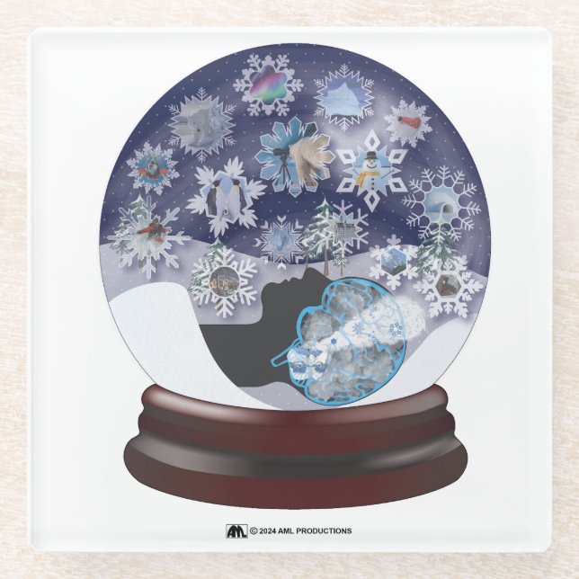 WINTER WONDERLAND SNOW GLOBE GLASUNTERSETZER (Vorderseite)