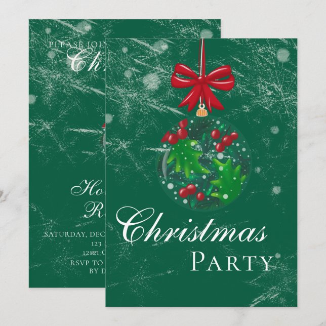 Winter Wonderland Snow Globe Weihnachts-Party Einladung (Vorne/Hinten)