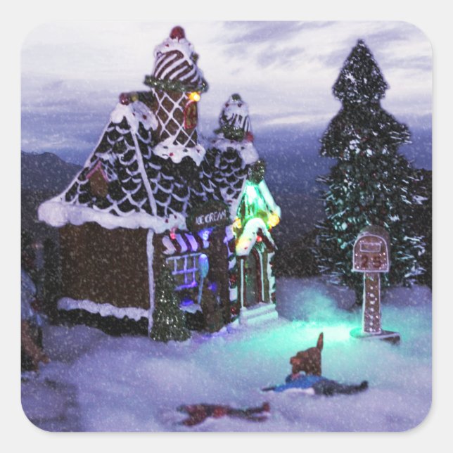 Winter Wonderland Snow Scene 2020 Quadratischer Aufkleber (Vorderseite)