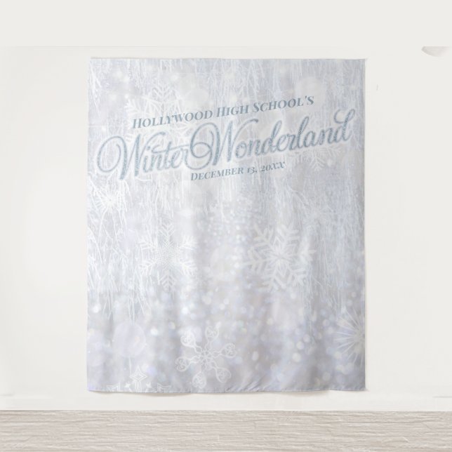 Winter Wonderland Snow Scene | Hintergrund für Par Wandteppich (Vorderseite)