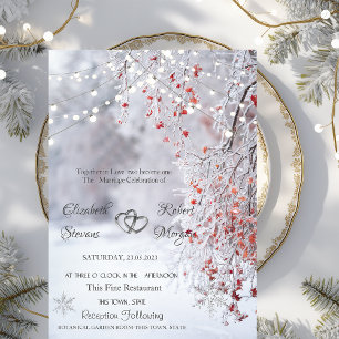Winter Wonderland, Snow String Lights Wedding Invi Einladung