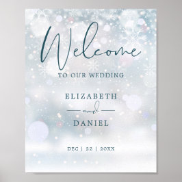Winter Wonderland Snow Wedding Willkommenszeichen Poster