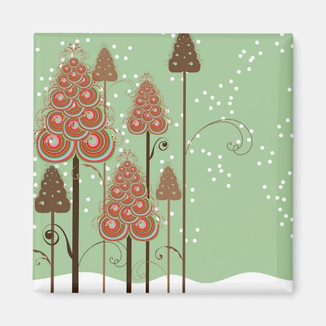 Winter Wonderland Snow Whimsical Weihnachtsbaumen Magnet (Vorne)