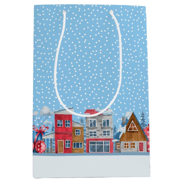 Winter Wonderland Snowfall Cabine Cadeau Sac (Devant)