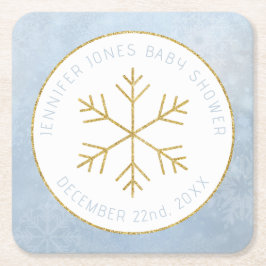 Winter Wonderland Snowflake Baby Dusche Untersetze Rechteckiger Pappuntersetzer
