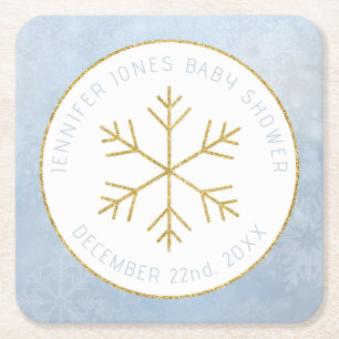 Winter Wonderland Snowflake Baby Dusche Untersetze Rechteckiger Pappuntersetzer