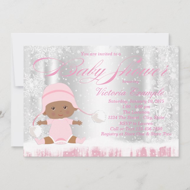 Winter Wonderland Snowflake Baby shower Invitation (Devant)